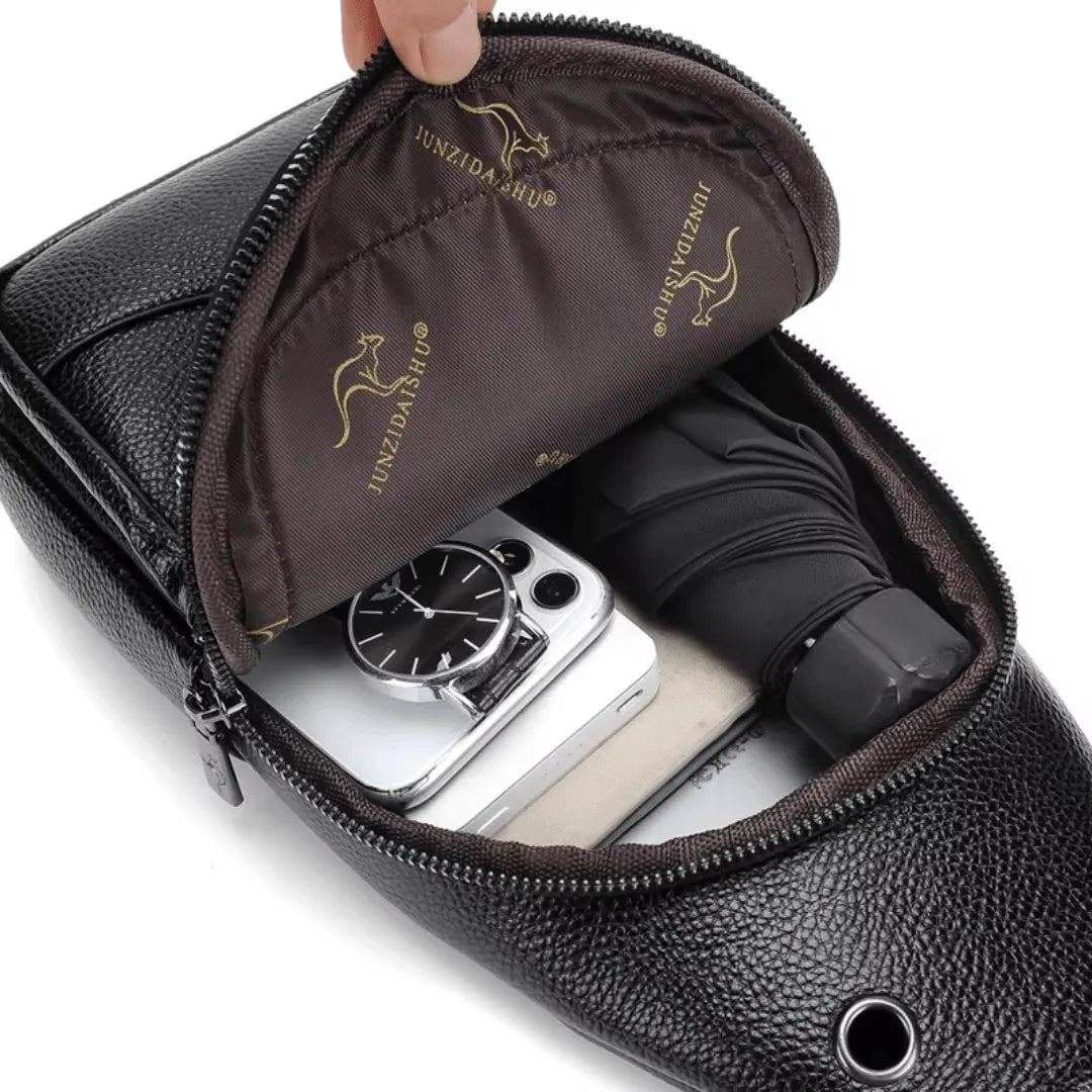 Bag Masculina Casual de Couro Genuíno Italiano