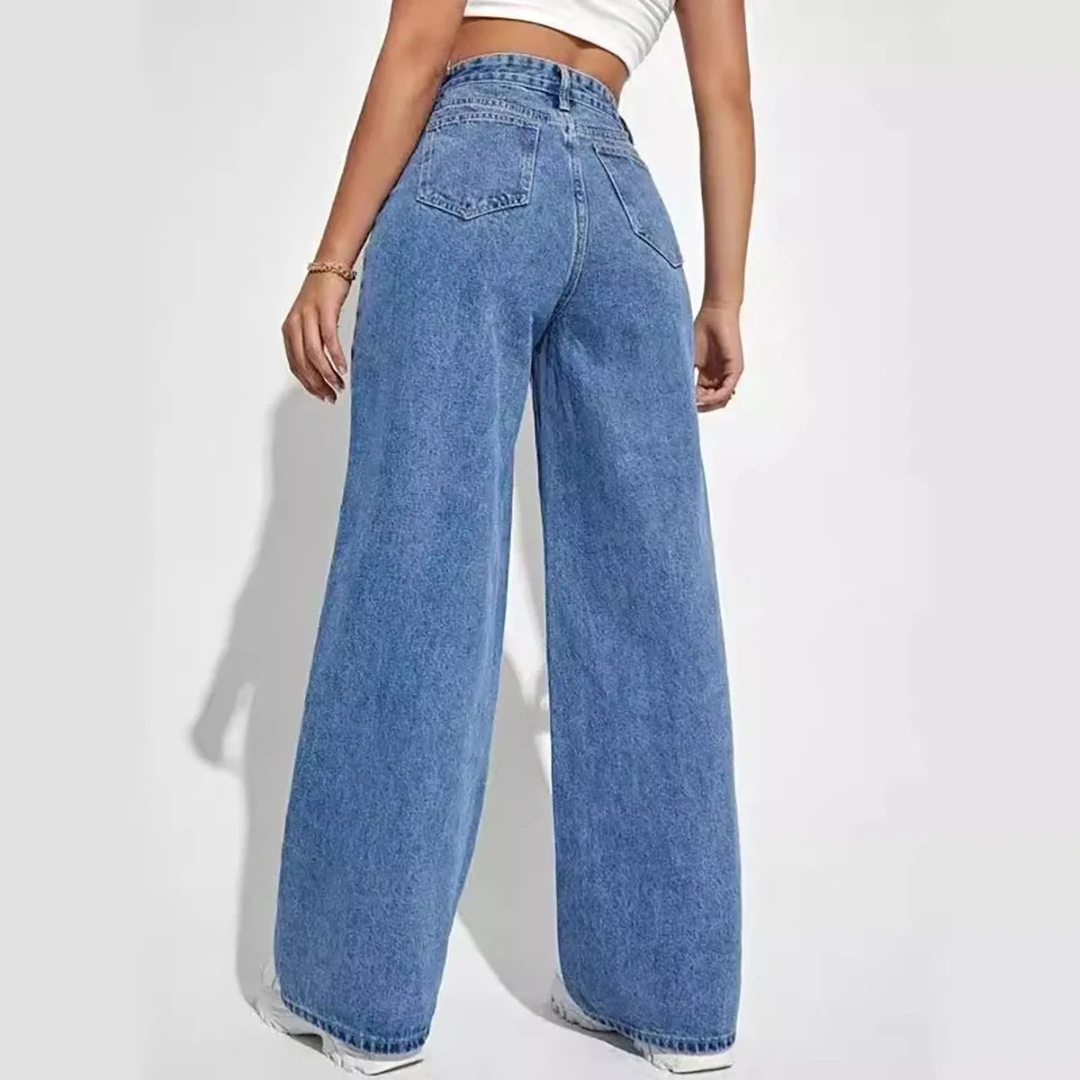 Calça Jeans Feminina Reta – Cintura Alta Estilo Retrô