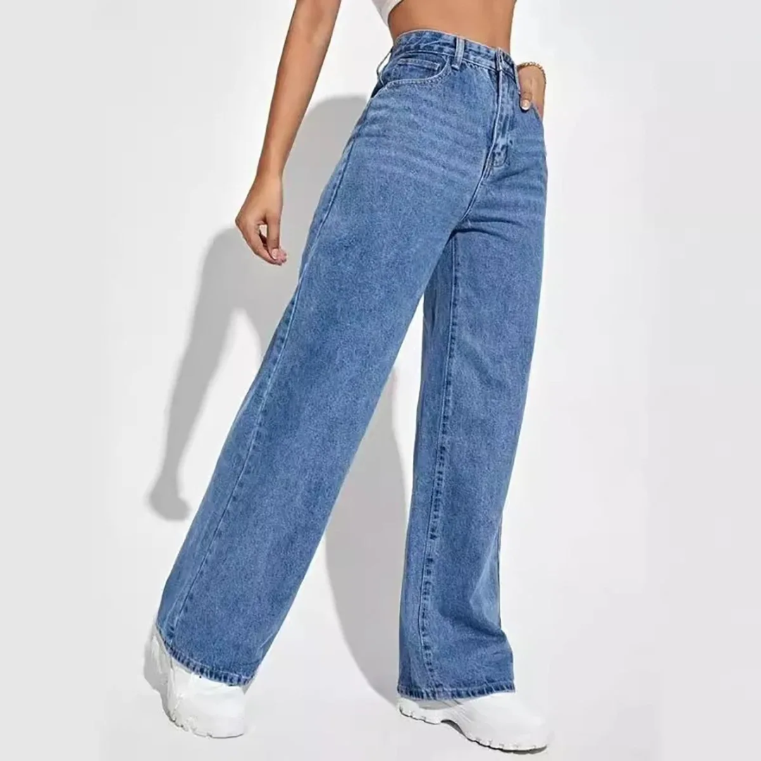 Calça Jeans Feminina Reta – Cintura Alta Estilo Retrô