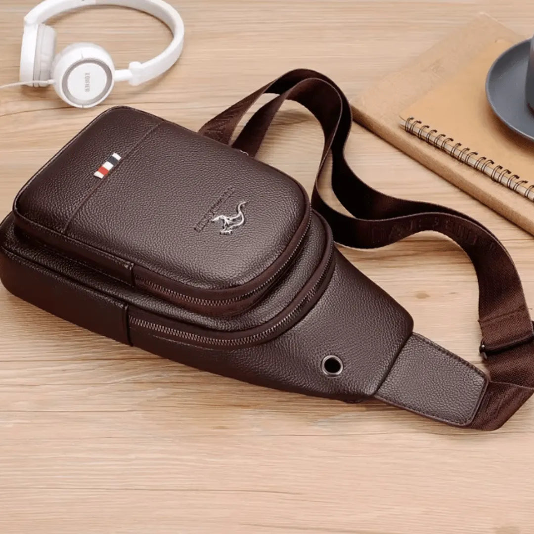 Bag Masculina Casual de Couro Genuíno Italiano