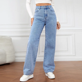 Calça Jeans Feminina Reta – Cintura Alta Estilo Retrô