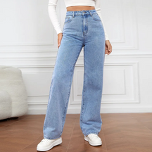 Calça Jeans Feminina Reta – Cintura Alta Estilo Retrô
