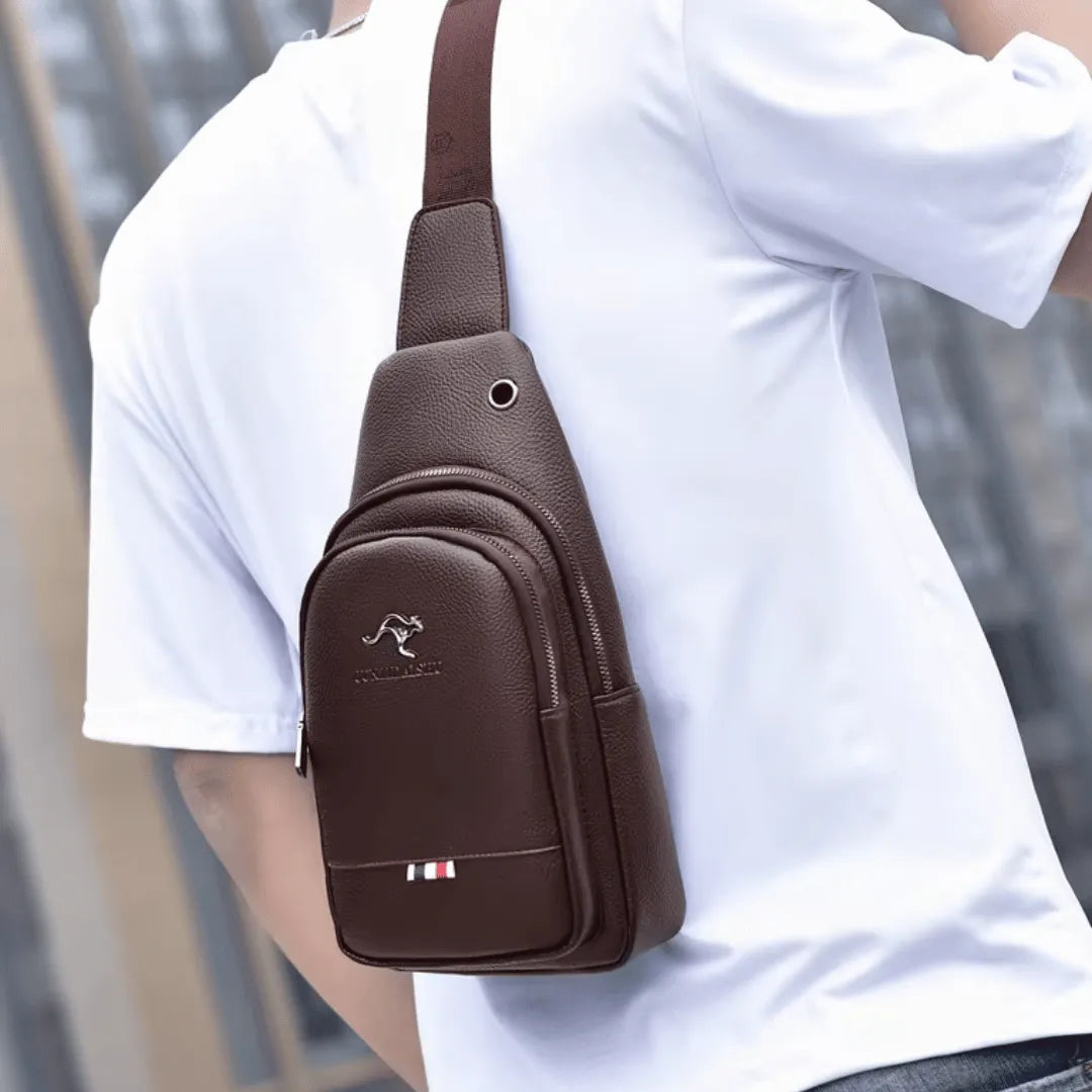 Bag Masculina Casual de Couro Genuíno Italiano