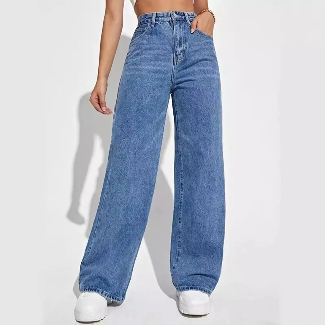 Calça Jeans Feminina Reta – Cintura Alta Estilo Retrô