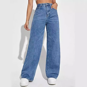 Calça Jeans Feminina Reta – Cintura Alta Estilo Retrô