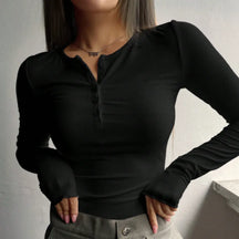 blusa feminina manga longa, blusa canelada slim, blusa feminina botões, tricô de malha feminina, moda casual feminina, blusa viscose elastano, blusa feminina inverno