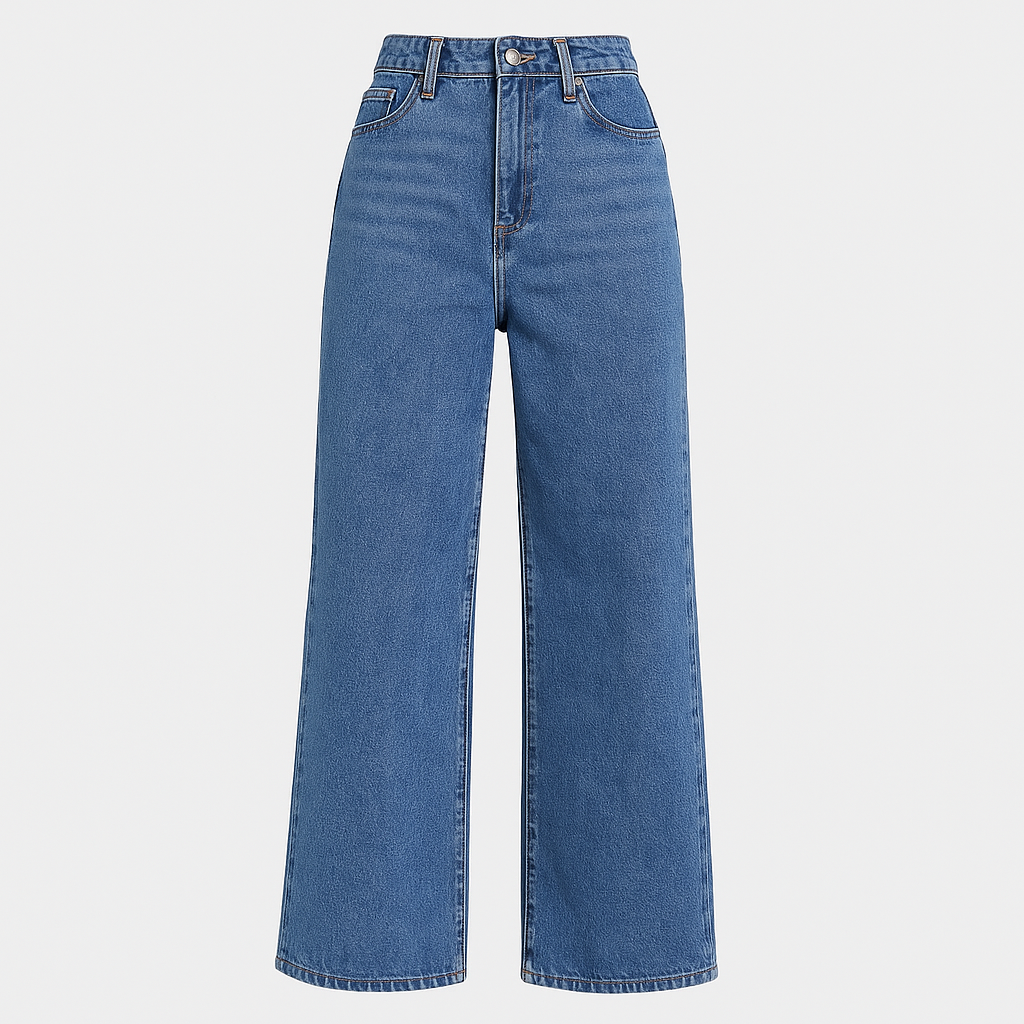 Calça Jeans Feminina Reta – Cintura Alta Estilo Retrô