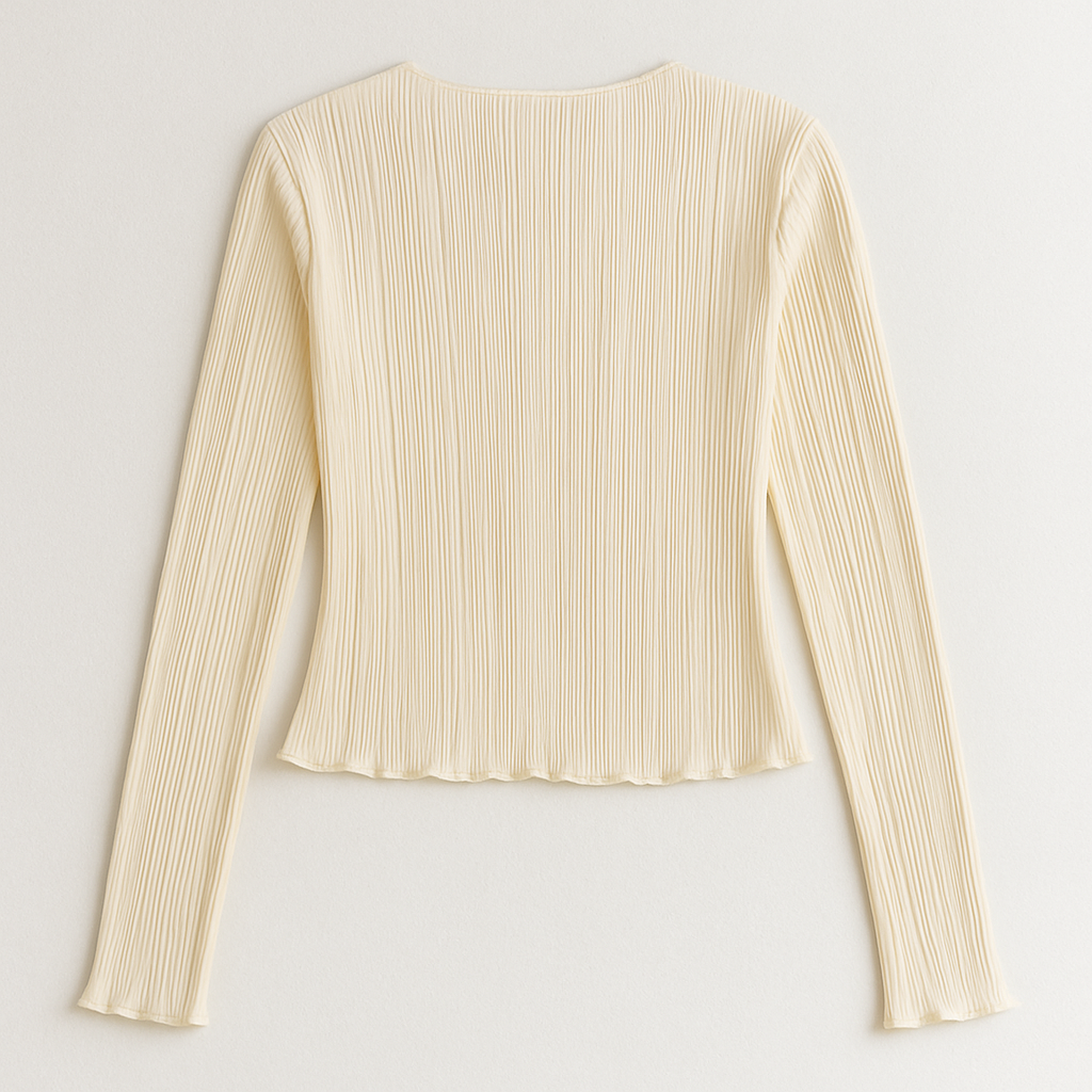 Blusa Feminina Plissada com Amarração – Manga Longa Chique